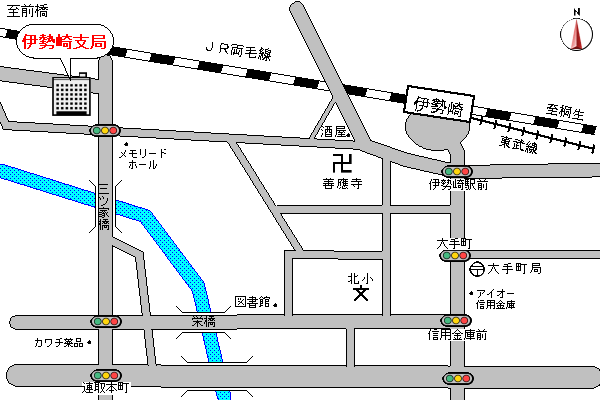 前橋地方法務局伊勢崎支局周辺案内図です。
