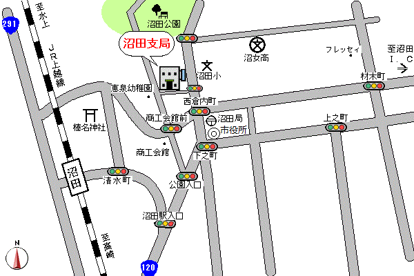 前橋地方法務局沼田支局周辺案内図です。